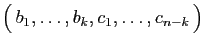 $\displaystyle \big( b_1,\ldots,b_k,c_1,\ldots,c_{n-k} \big)
$