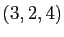 $ (3,2,4)$