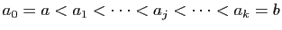$ a_0=a<a_1<\dots<a_j<\dots<a_k=b$