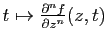 $ t\mapsto \frac{\partial^n f}{\partial z^n}(z,t)$