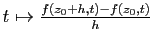 $ t\mapsto
\frac{f(z_0+h,t)-f(z_0,t)}{h}$