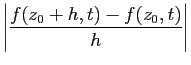 $\displaystyle \left\vert\frac{f(z_0+h,t)-f(z_0,t)}{h}\right\vert$
