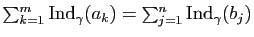 $ \sum_{k=1}^m \mathrm{Ind}_\gamma(a_k)=\sum_{j=1}^n \mathrm{Ind}_\gamma(b_j)$