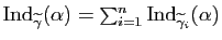 $ \mathrm{Ind}_{\widetilde{\gamma}}(\alpha)=\sum_{i=1}^n\mathrm{Ind}_{\widetilde{\gamma}_i}(\alpha)$