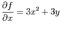 $\displaystyle \frac{\partial f}{\partial x}=3x^2+3y$