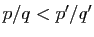 $ p/q< p'/q'$