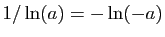 $ 1/\ln(a)=-\ln(-a)$
