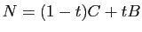 $ N=(1-t)C+tB$