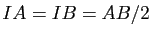 $ IA=IB=AB/2$