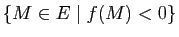 $ \{M\in E \mid f(M) < 0\}$