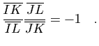 $\displaystyle \frac{\overline{IK}}{\overline{IL}}\frac{\overline{JL}}{\overline{JK}} = -1 \quad .$