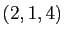 $ (2,1,4)$
