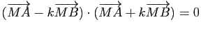 $ (\vv{MA}-k\vv{MB}) \cdot (\vv{MA}+k\vv{MB})=0$