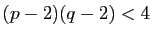 $ (p-2)(q-2)<4$