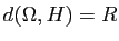 $ d(\Omega,H)=R$
