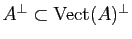 $ A^\perp \subset \Vect(A)^\perp$