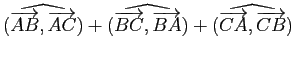 $ \widehat{(\vv{AB},\vv{AC})}+\widehat{(\vv{BC},\vv{BA})}+\widehat{(\vv{CA},\vv{CB})}$