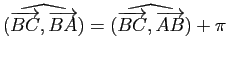 $ \widehat{(\vv{BC},\vv{BA})}=\widehat{(\vv{BC},\vv{AB})}+\pi$