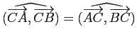 $ \widehat{(\vv{CA},\vv{CB})}=\widehat{(\vv{AC},\vv{BC})}$