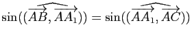 $ \sin(\widehat{(\vv{AB},\vv{AA_1})})= \sin(\widehat{(\vv{AA_1},\vv{AC})})$