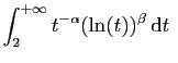 $\displaystyle \int_2^{+\infty} t^{-\alpha} (\ln(t))^\beta \mathrm{d}t\;$
