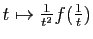 $ t\mapsto \frac{1}{t^2}f(\frac{1}{t})$