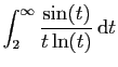 $ \displaystyle{
\int_2^\infty
\frac{\sin(t)}{t\ln(t)} \mathrm{d}t
}$
