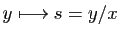 $ y\longmapsto s=y/x$