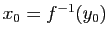 $ x_0=f^{-1}(y_0)$