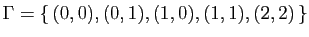 $ \Gamma =\{ (0,0),(0,1),(1,0),(1,1),(2,2) \}$