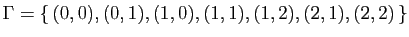 $ \Gamma =\{ (0,0),(0,1),(1,0),(1,1),(1,2),(2,1),(2,2) \}$