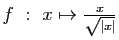 $ f&nbsp;:&nbsp;x\mapsto \frac{x}{\sqrt{\vert x\vert}}$