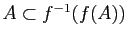 $ A\subset f^{-1}(f(A))$