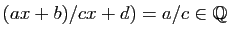 $ (ax+b)/cx+d)=a/c\in\mathbb{Q}$