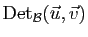$\displaystyle \mathrm{Det}_{{\cal B}}(\vec{u},\vec{v})$