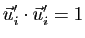 $\displaystyle \vec{u}'_i\cdot \vec{u}'_i=1$
