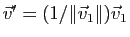 $ \vec{v}'=(1/\Vert\vec{v}_1\Vert)\vec{v}_1$