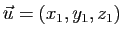 $ \vec u=(x_1,y_1,z_1)$