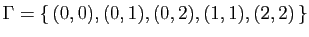$ \Gamma =\{ (0,0),(0,1),(0,2),(1,1),(2,2) \}$