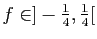 $ f\in ]-\frac{1}{4},\frac{1}{4}[$