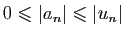$\displaystyle 0\leqslant \vert a_n\vert\leqslant \vert u_n\vert$