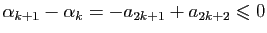 $\displaystyle \alpha_{k+1}-\alpha_k = -a_{2k+1}+a_{2k+2}\leqslant 0$