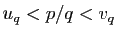 $ u_q< p/q< v_q$